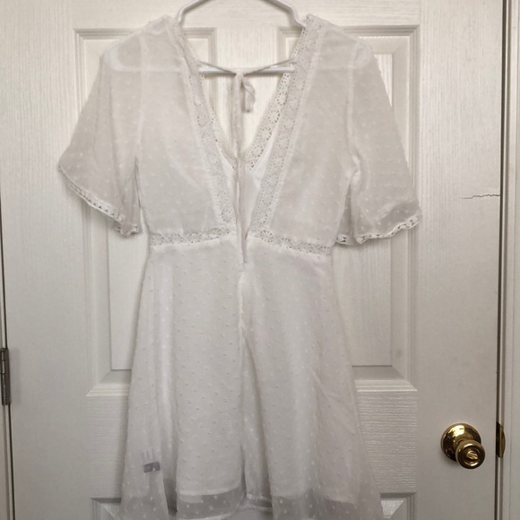 Shein NWOT Tie Backless Swiss Dot Lace Trim Dress - Picture 4 of 5